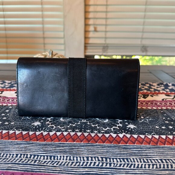 Salvatore Ferragamo Vara Ribbon Leather Bi-fold Long Wallet Black Gold, EUC - Picture 3 of 12